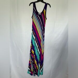 Calvin Klein Multicolored Diagonal Stiped Maxi‎ Dress